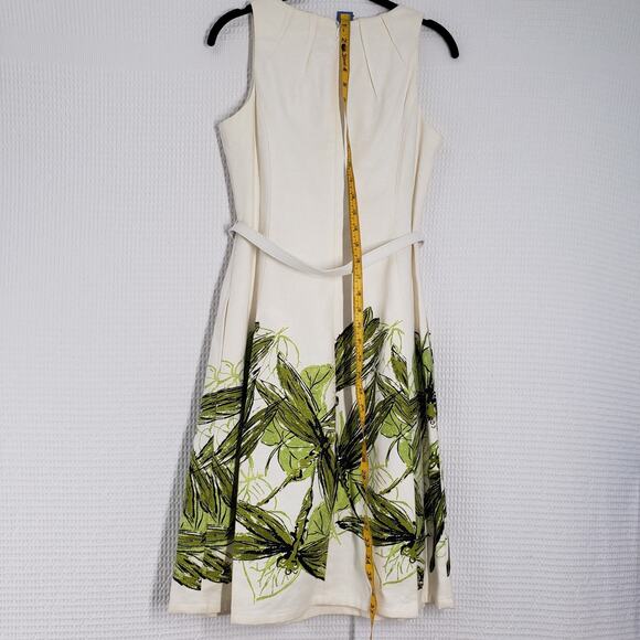 Vintage Talbots Linen Dress Womens 4 Petite Ivory Green Summer Wedding Guest - Picture 7 of 16